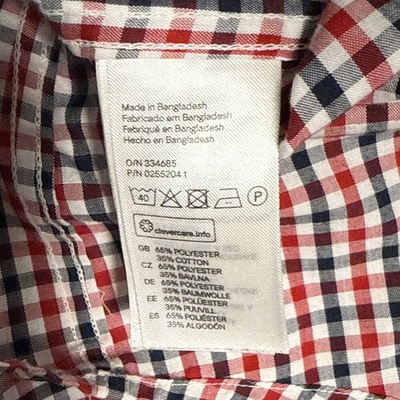 H&M Men Button Up Shirt Short Sleeve Slim Fit XLG Red, White, Blue, Plaid - Picture 5 of 8